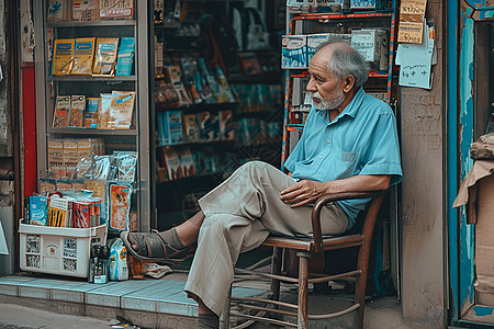 商店门口的男人图片