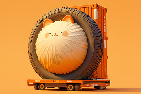 轮胎里的猫图片
