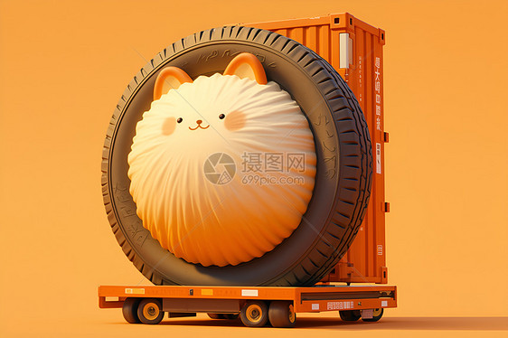 轮胎里的猫图片