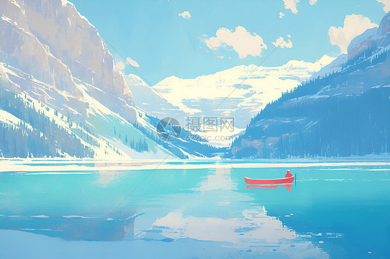冬日绝美寂静的湖泊图片