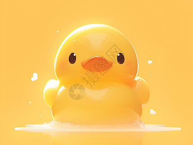 游泳的黄色小鸭背景图片
