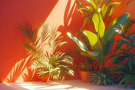 阳光照耀的植物图片