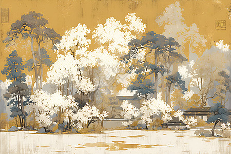 秋季风景插画图片