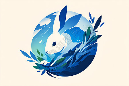 扁平矢量兔子插画图片