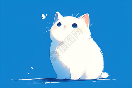 胖乎乎的白猫背景图片