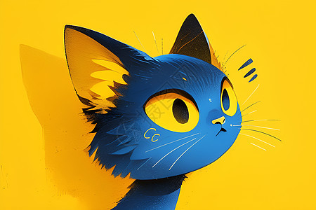 蓝猫与黄背景背景图片