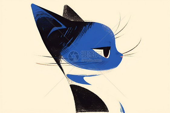 简约线条的猫咪插画图片