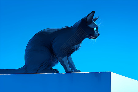 蓝调中的优雅猫咪图片
