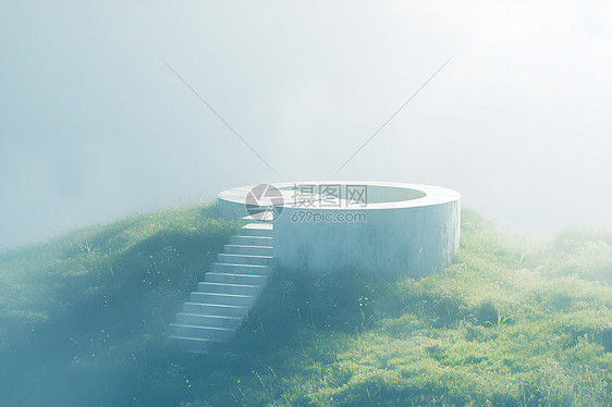 迷雾中的圆形建筑图片