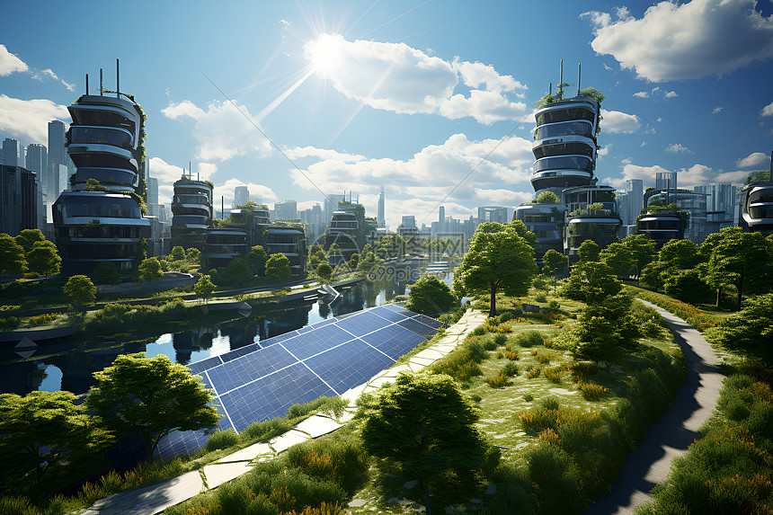 绿色的新能源城市图片
