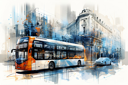 城市中交通公交车图片