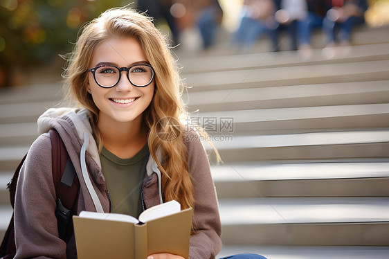 拿着书籍的大学生图片