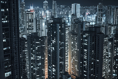 夜晚城市的大楼图片