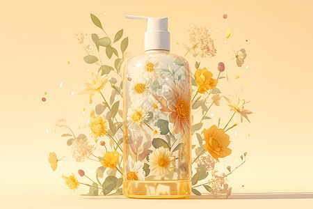 洗发水和花卉背景图片