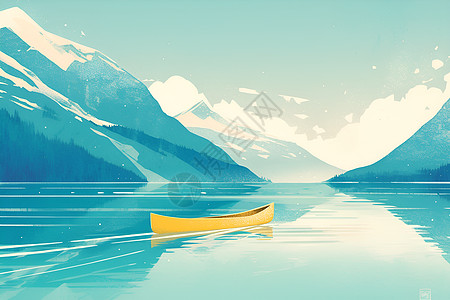 小船在冬日湖面上图片