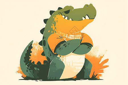 可爱的卡通鳄鱼背景图片
