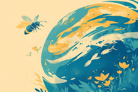 绘画的蜜蜂图标图片