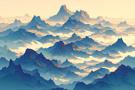 壮丽的山脉迷雾背景图片