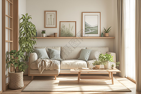 舒适的白色客厅沙发高清图片