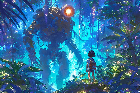 森林机器人背景图片