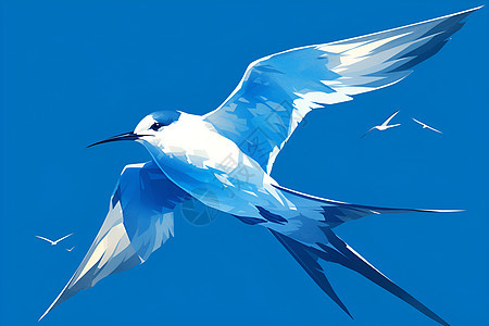 蓝天下飞翔的燕子背景图片