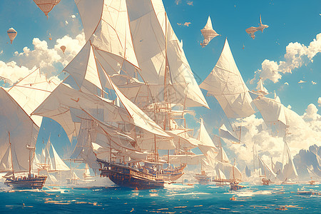 海上摇曳的帆船背景图片