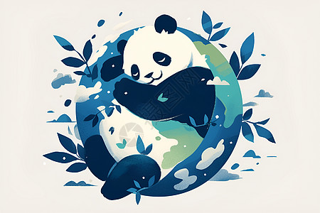 抱团地球的熊猫高清图片