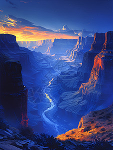 暮光中的蓝色峡谷图片
