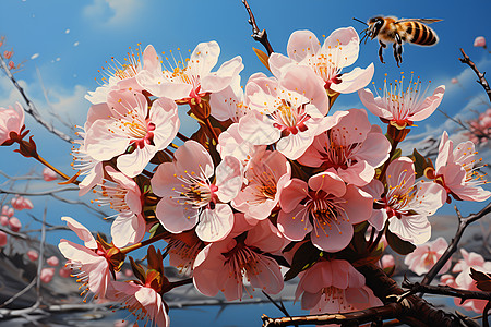 蜜蜂采集花蜜图片