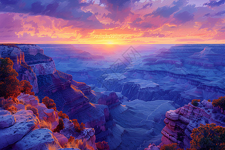 大峡谷的奇异夕阳图片