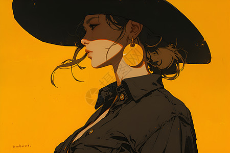 黑帽少女优雅漫步在沙堡间图片