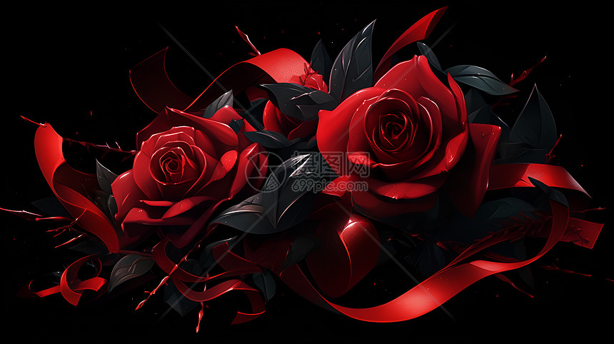 深红玫瑰的浪漫与神秘图片