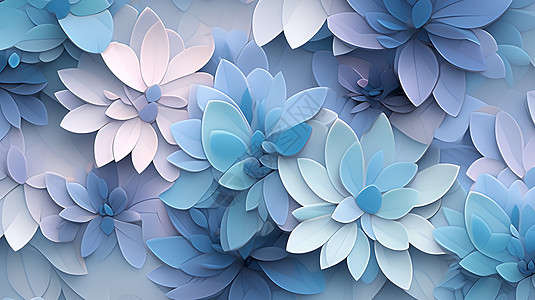 蓝色花朵的艺术作品图片