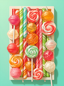 五彩糖果五彩斑斓的糖果插画