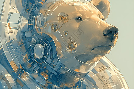 机械封面机械白熊插画