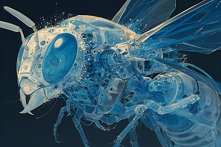 蓝色机械蜜蜂图片