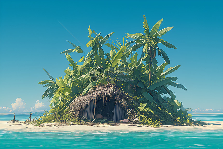 孤岛上的棚屋图片