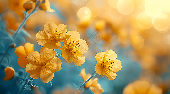 美丽的花朵阳光下的黄色绽放背景