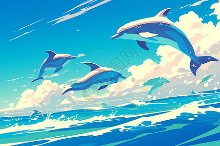 海面上的海豚高清图片