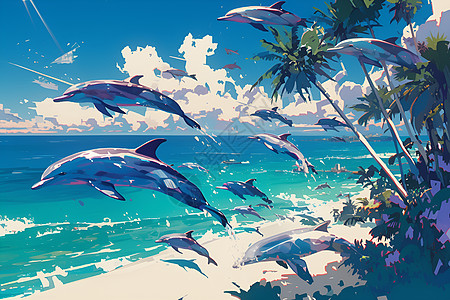 沙滩上的海豚图片