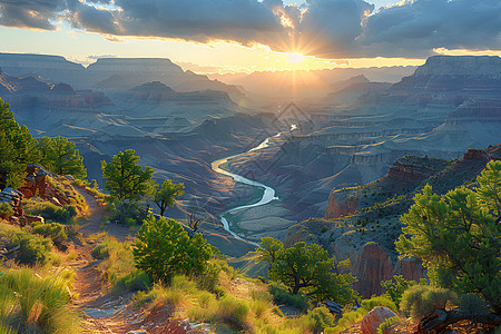 日出时分的峡谷图片