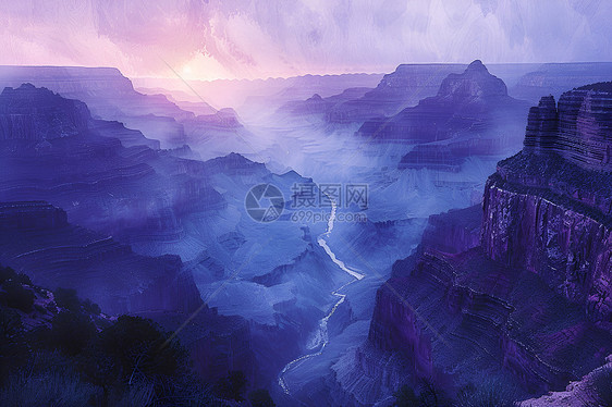 神秘蓝紫色的大峡谷图片