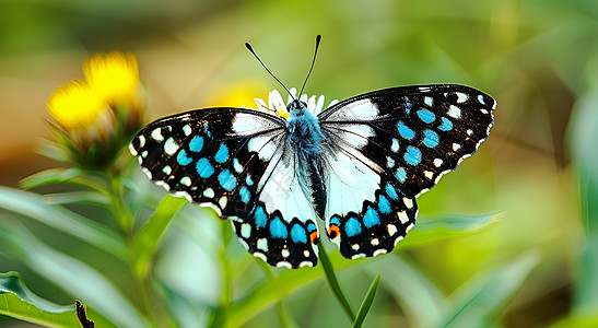 美丽的蓝孔雀蝴蝶高清图片