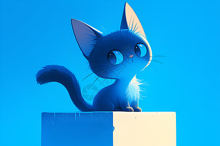 蓝调猫咪素描风格插画图片