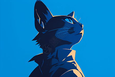 蓝色猫咪轮廓图片