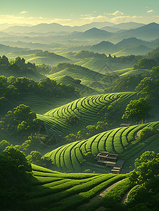 青山绿水山间茶乡图片