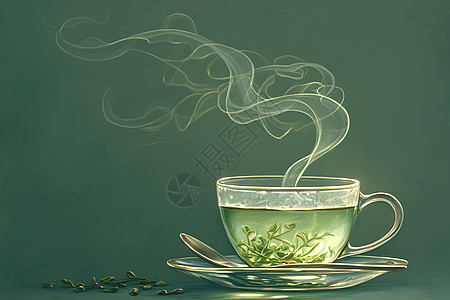 一杯绿茶背景图片