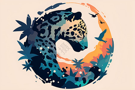 彩色的豹子图标图片