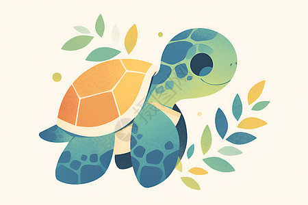 可爱乌龟插画图片