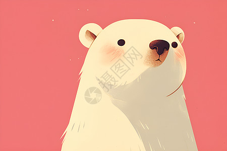 粉红背景下的北极熊图片